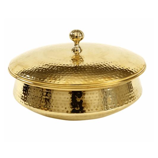 மூடியுடன் கூடிய பித்தளை சுத்தியல் லகான் - பாரம்பரிய சமையல் பானை (4 அளவுகள்)