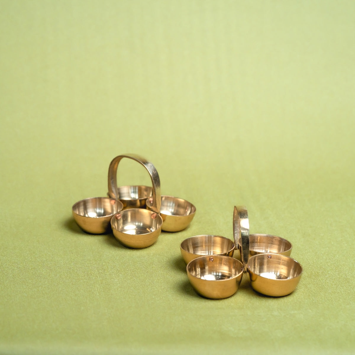 Brass Pooja Chowmukh – Set of 2 | Handcrafted Multipurpose Puja Accessories