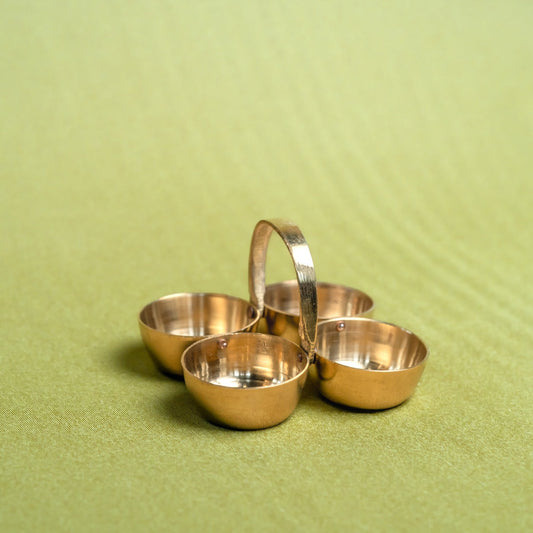Brass Pooja Chowmukh – Set of 2 | Handcrafted Multipurpose Puja Accessories