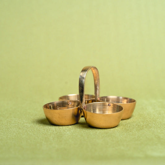 Brass Pooja Chowmukh – Set of 2 | Handcrafted Multipurpose Puja Accessories