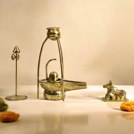 Pure Brass Shivling set- Perfect for home temples, pooja, and gifting