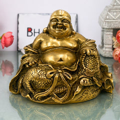 Handcrafted Brass Kubera Idol | Kuber Kuvera Dhanapati Vaisravana Murti | God of Wealth Statue Vigraha for Pooja, Temple, Home Decor & Gifts,Gold, 4.5 Inch, 1 Piece
