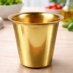 Brass Tea Coffee Glass Peetal Chai Tumbler Pital Coffee Cup Pittal Tea Glass South Indian Filter Coffee Tumbler Traditional Brass Chai Cup Handcrafted Pittalam Tea Coffee Lota, Gold, 2.5 Inch, 1 Piece
