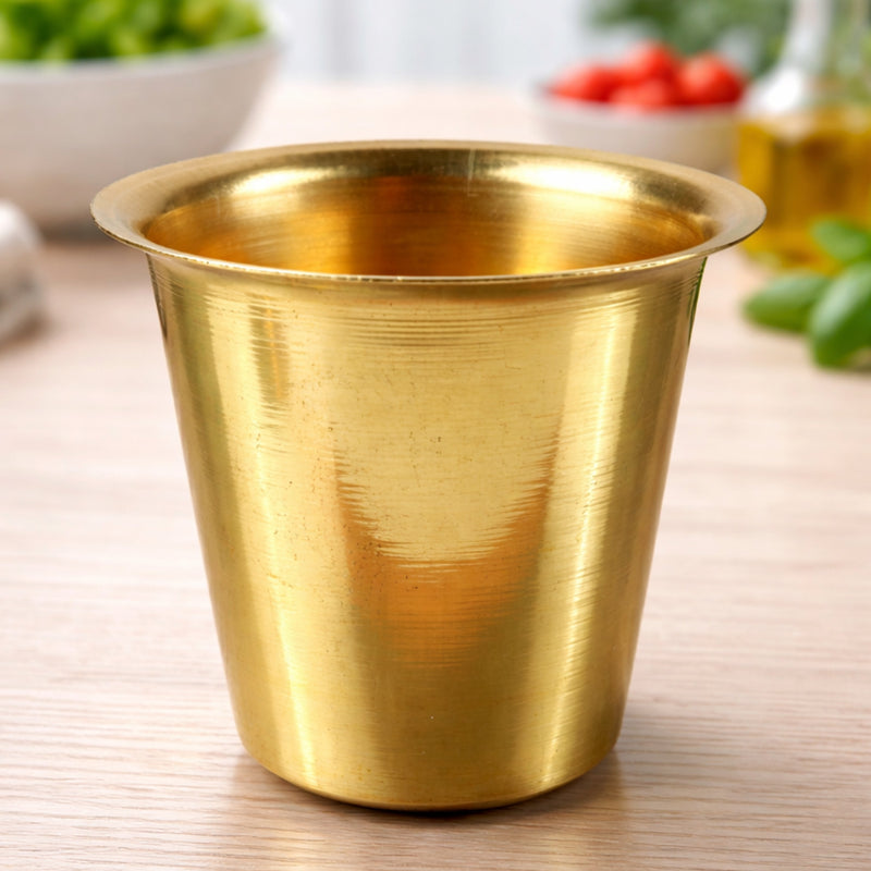 Brass Tea Coffee Glass Peetal Chai Tumbler Pital Coffee Cup Pittal Tea Glass South Indian Filter Coffee Tumbler Traditional Brass Chai Cup Handcrafted Pittalam Tea Coffee Lota, Gold, 2.5 Inch, 1 Piece