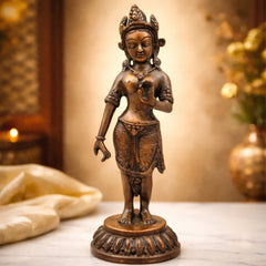 Brass Tibetan Tara Maa Idol – Green Tara, White Tara, Arya Tara, Tibetan Goddess Tara Murti for Pooja, Meditation, Home Decor & Spiritual Gifts,Gold, 8 Inch, 1 Piece