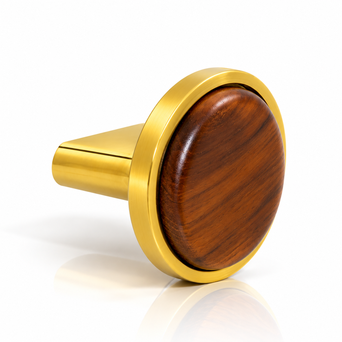 Plantex Knobs for Drawer/Round Drawer Knobs/Knobs for Cabinets/Pull-Push Knobs for Kitchen/Bedroom Drawer - Pack of 1 (Small, Gold & Wood)