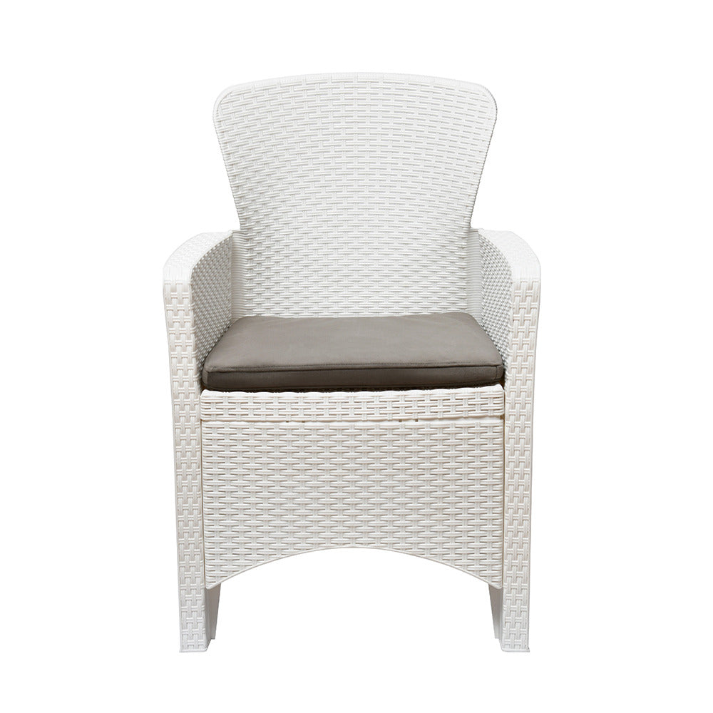 Nilkamal Breeze Outdoor Set of 1 Center Table with Glass and 2 Chairs with Cushion