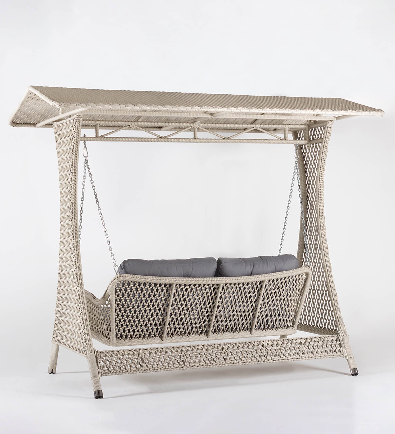 Ezio Double Seater Hanging Swing With Stand For Balcony, Garden Swing (Cream)