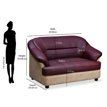 Nilkamal Bright 2 Seater Sofa (Maroon/Beige)