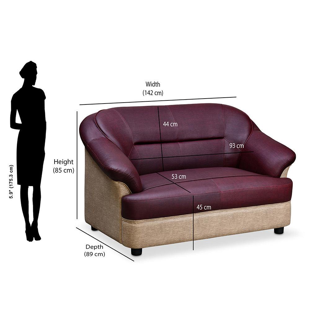 Nilkamal Bright 2 Seater Sofa (Maroon/Beige)