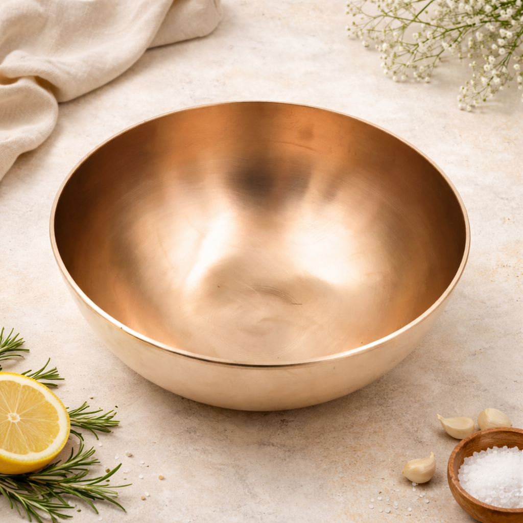 Bronz Handcrafted Bowl, Puja Katori for Rituals, Offerings & Spiritual Home Decor,Gold, 6.5 Inch, 1 Piece