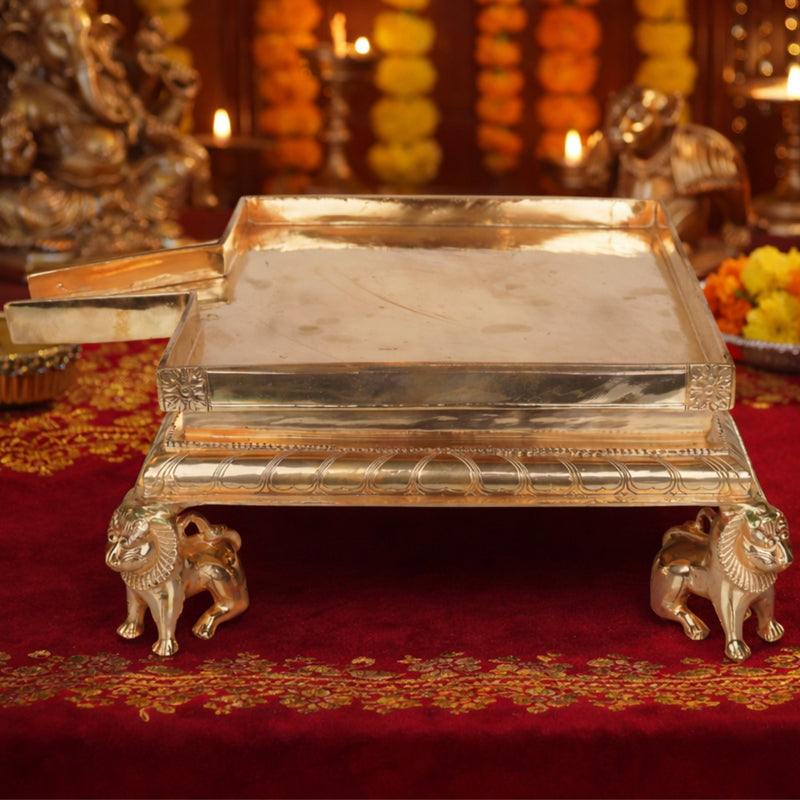 Bronze Abhishek Patra Lingabhishekam Vessel Rudrabhishek Abhishekam Patra Kansya Kanchu Traditional Puja Patra for Shiva Temple Abhishekam Rituals, Gold, 7 Inch, 1 Piece
