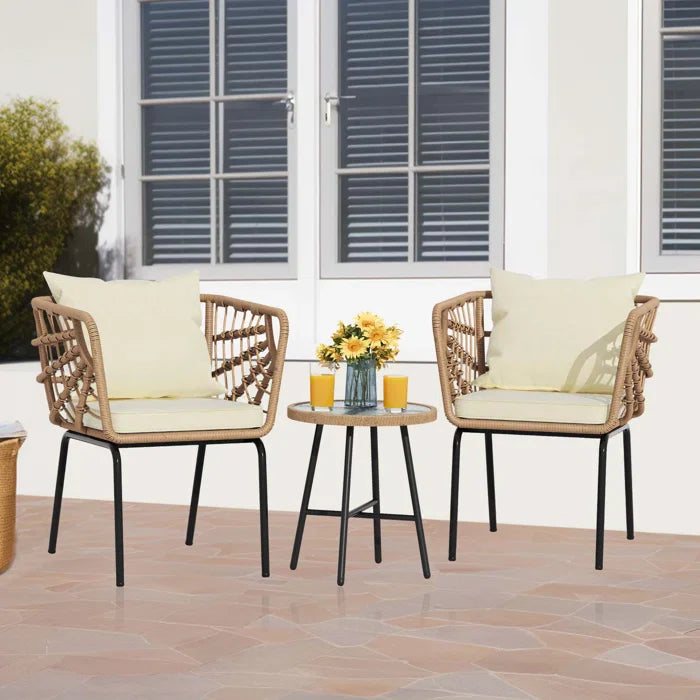 Aldric Outdoor Patio Seating Set 2 Chairs and 1 Table Set (Honey)