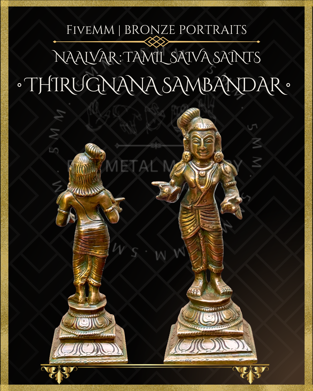 Naalvar:Tamil Saiva Saints (Nayanmars) Panchaloha Bronze Icon Set - 6.5" to 7"