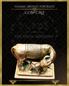 Cow and Calf Panchaloha Bronze Icon - 3"