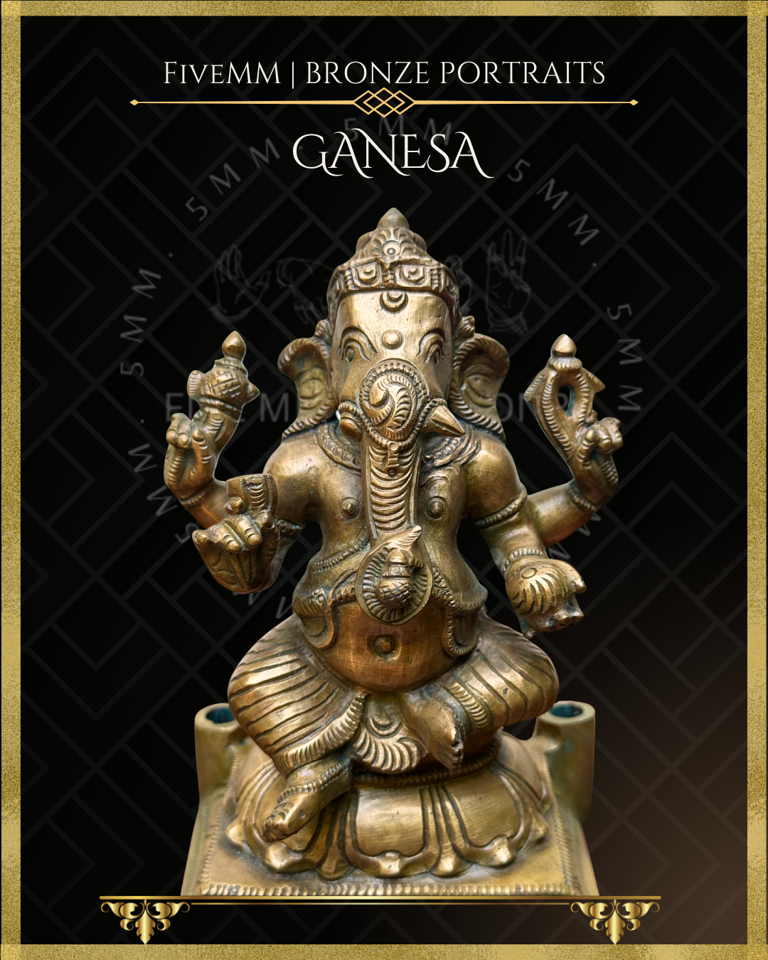 Ganesa Panchaloha Bronze Icon - 10" Seated with arch