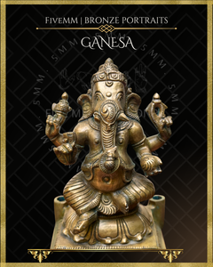 Ganesa Panchaloha Bronze Icon - 10" Seated with arch