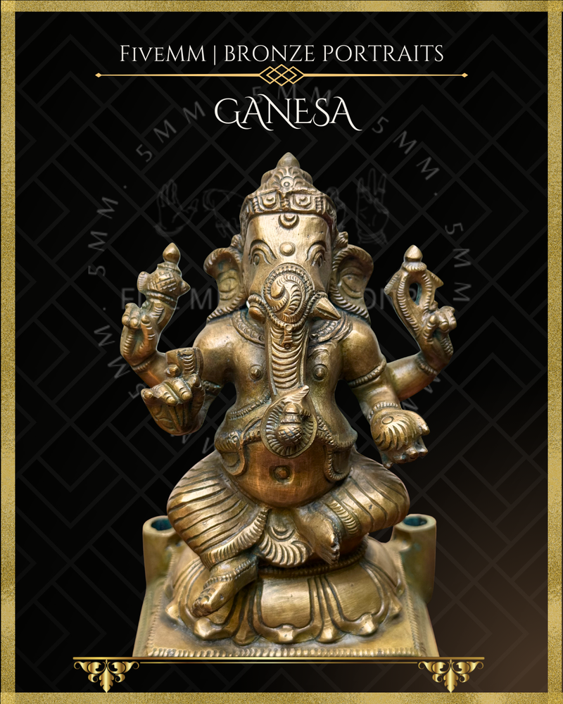 Ganesa Panchaloha Bronze Icon - 10" Seated with arch