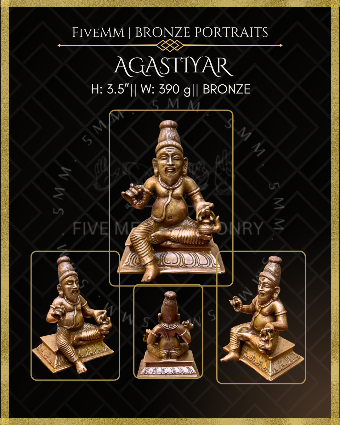 Agastya Panchaloha Bronze Icon - 3.5"