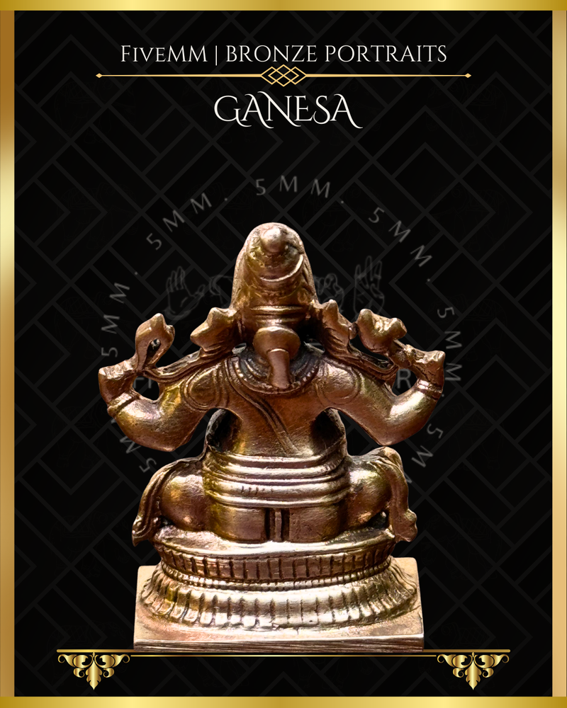 Ganesa Panchaloha Bronze Icon - 1.5" Seated (Trunk:Left) - Polished finish