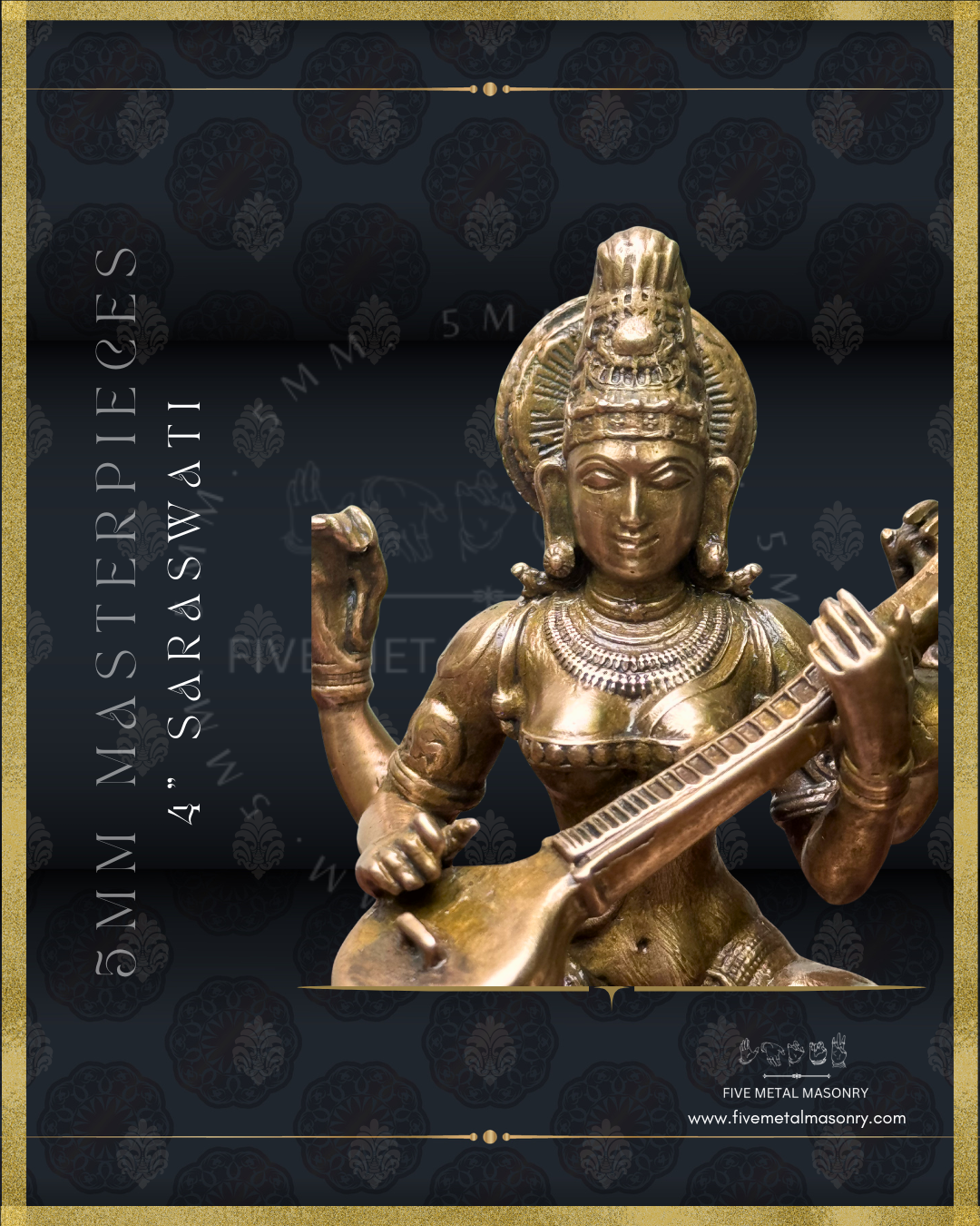 Saraswati Panchaloha Bronze Icon - 4"-  Masterpieces Collection
