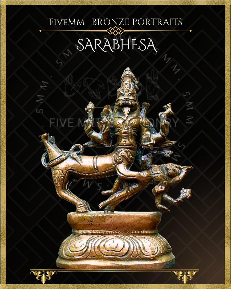Sarabhesvara Shiva Panchaloha Bronze Icon - 6"