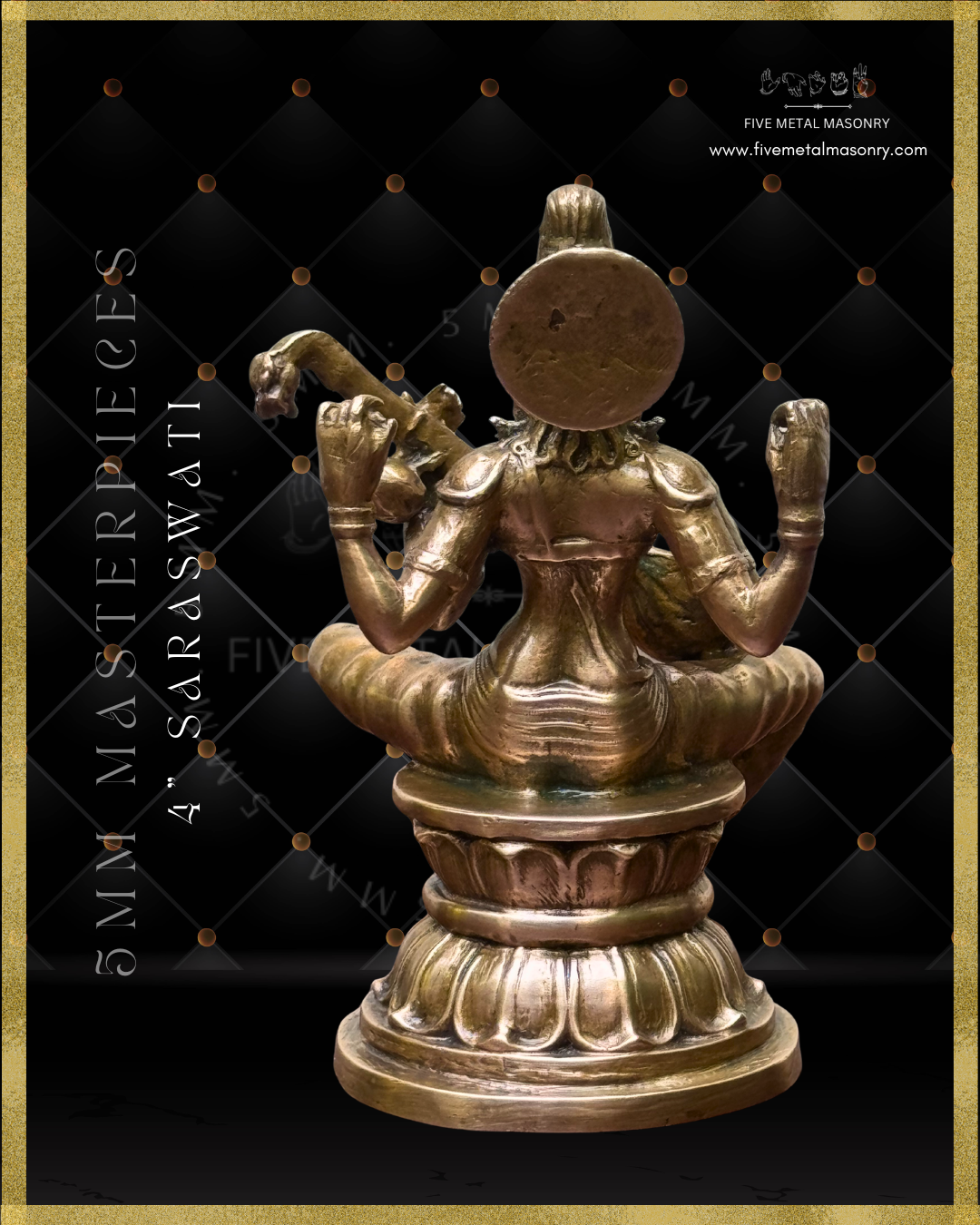 Saraswati Panchaloha Bronze Icon - 4"-  Masterpieces Collection