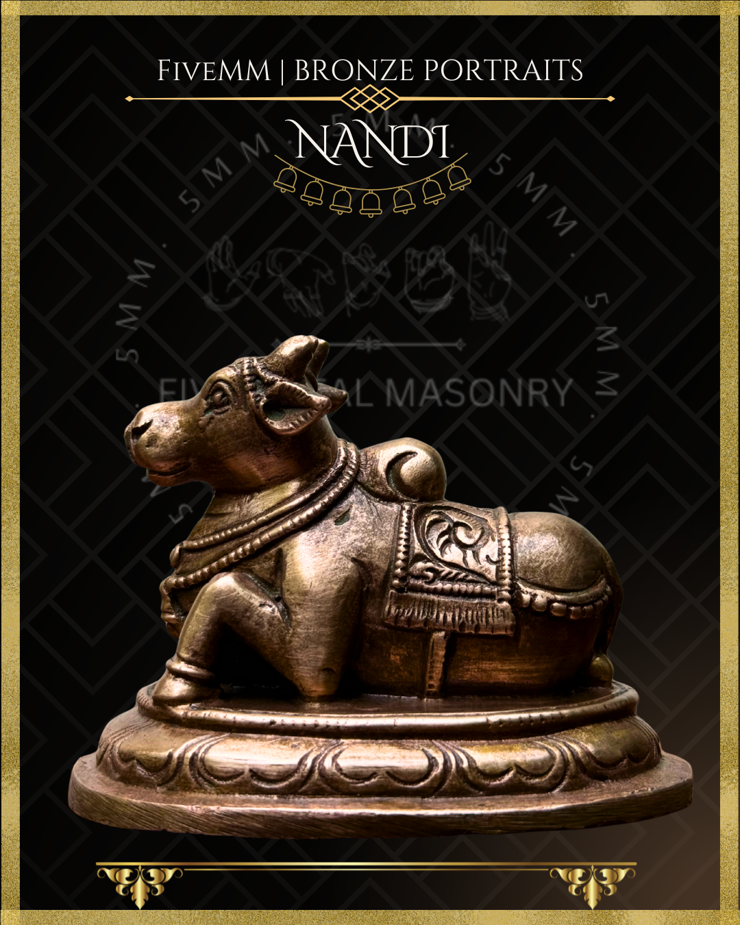 Nandi Panchaloha Bronze Icon - 2.25"