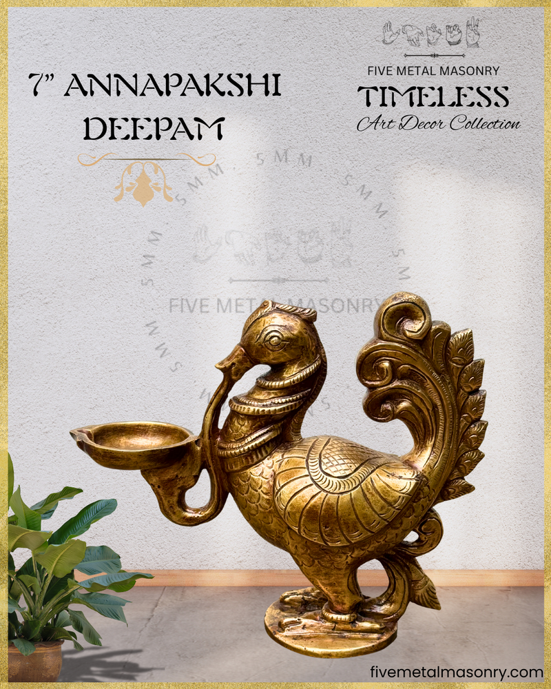 Hamsa/Annapakshi Deepam Panchaloha Bronze Icon - 7"- Timeless Collection