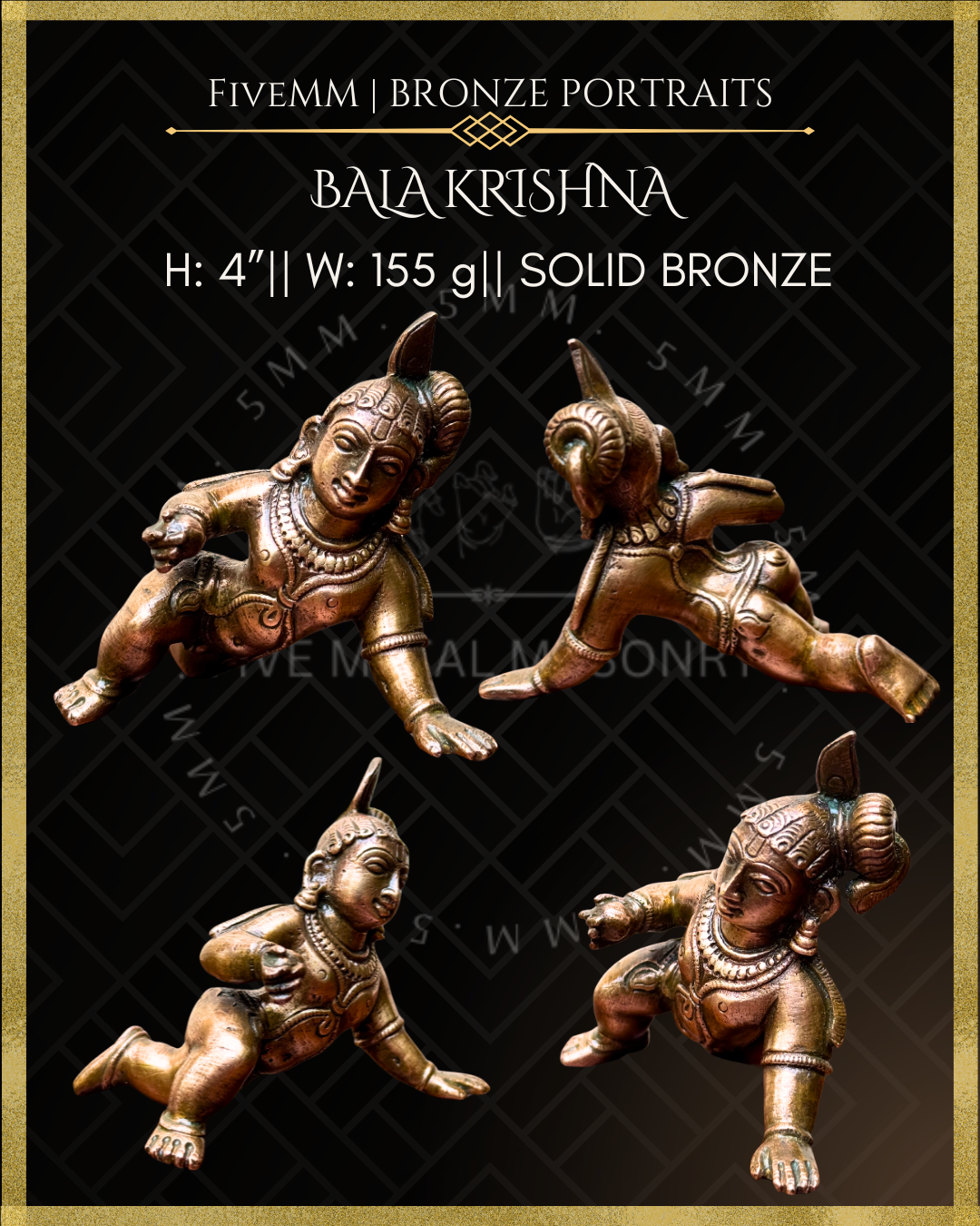 Bala Krishna Panchaloha Bronze Icon - 4"