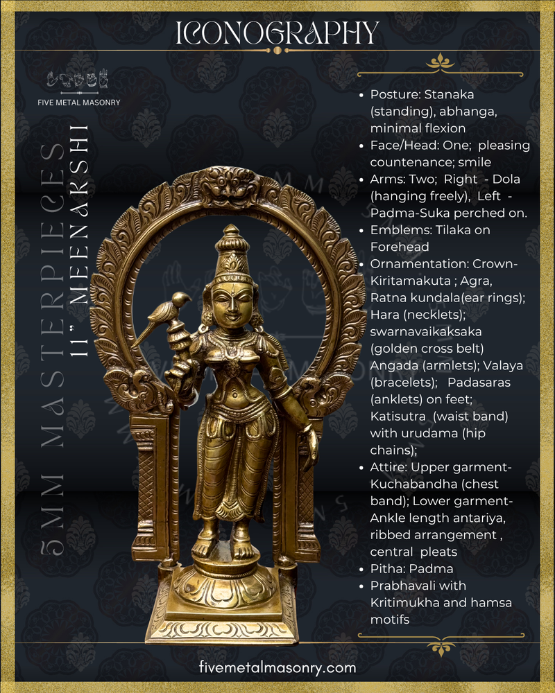 Meenakshi Panchaloha Bronze Icon - 11" with arch - Masterpieces Collection