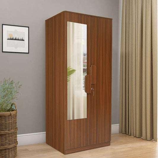 Nilkamal Calipso 2 Door Wardrobe With Mirror (Classic Plank Walnut)