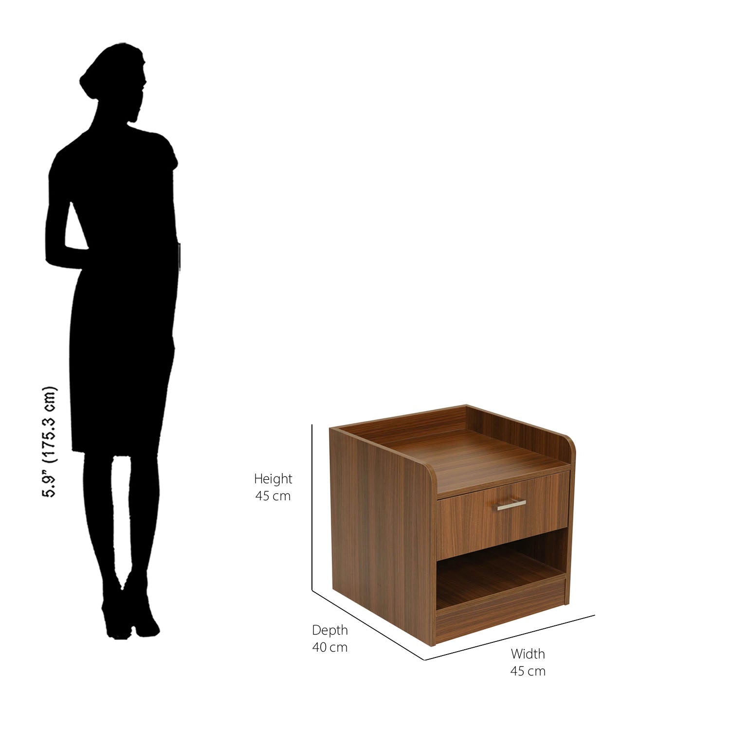 Nilkamal Calipso Night Stand (Classic Plank Walnut)