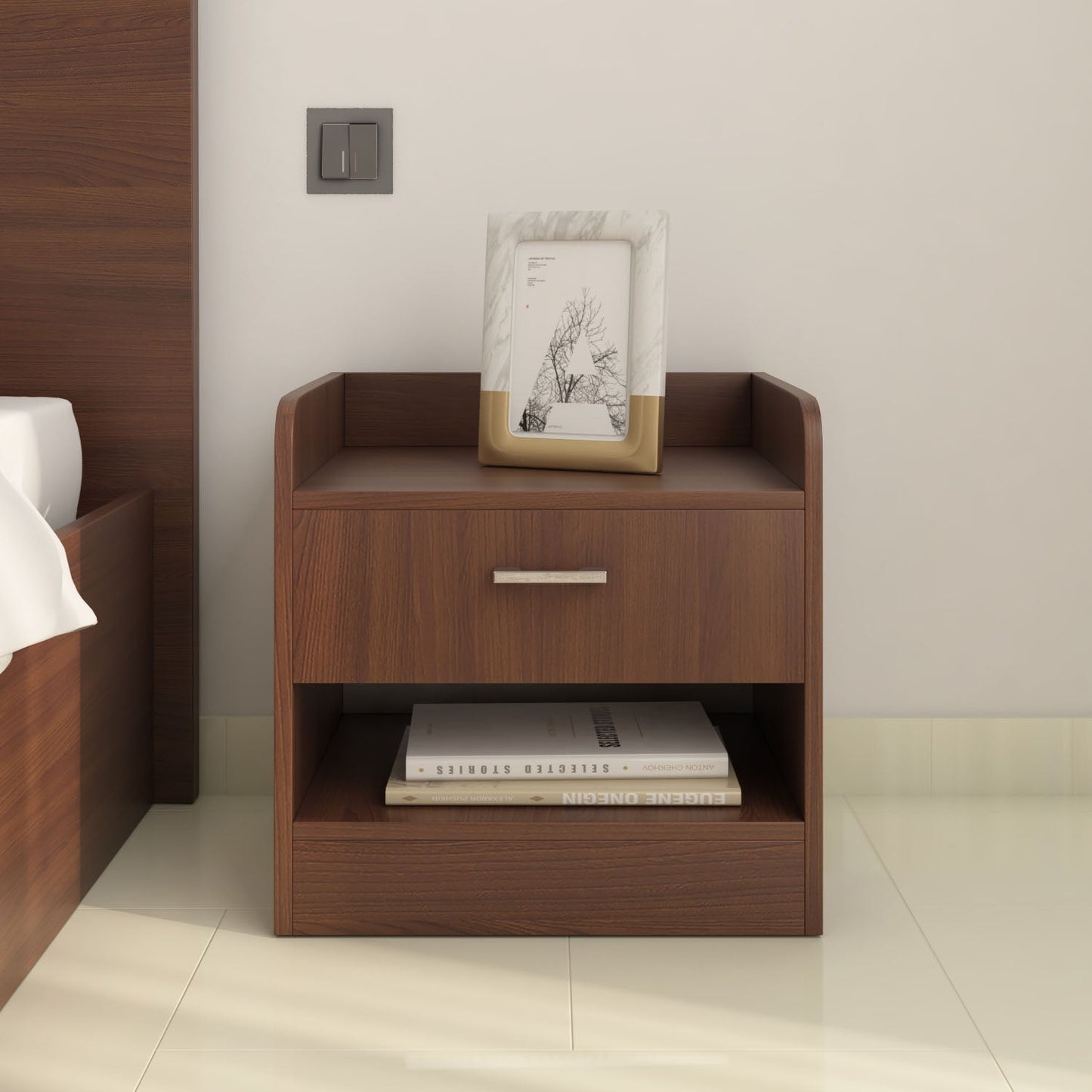 Nilkamal Calipso Night Stand (Classic Plank Walnut)