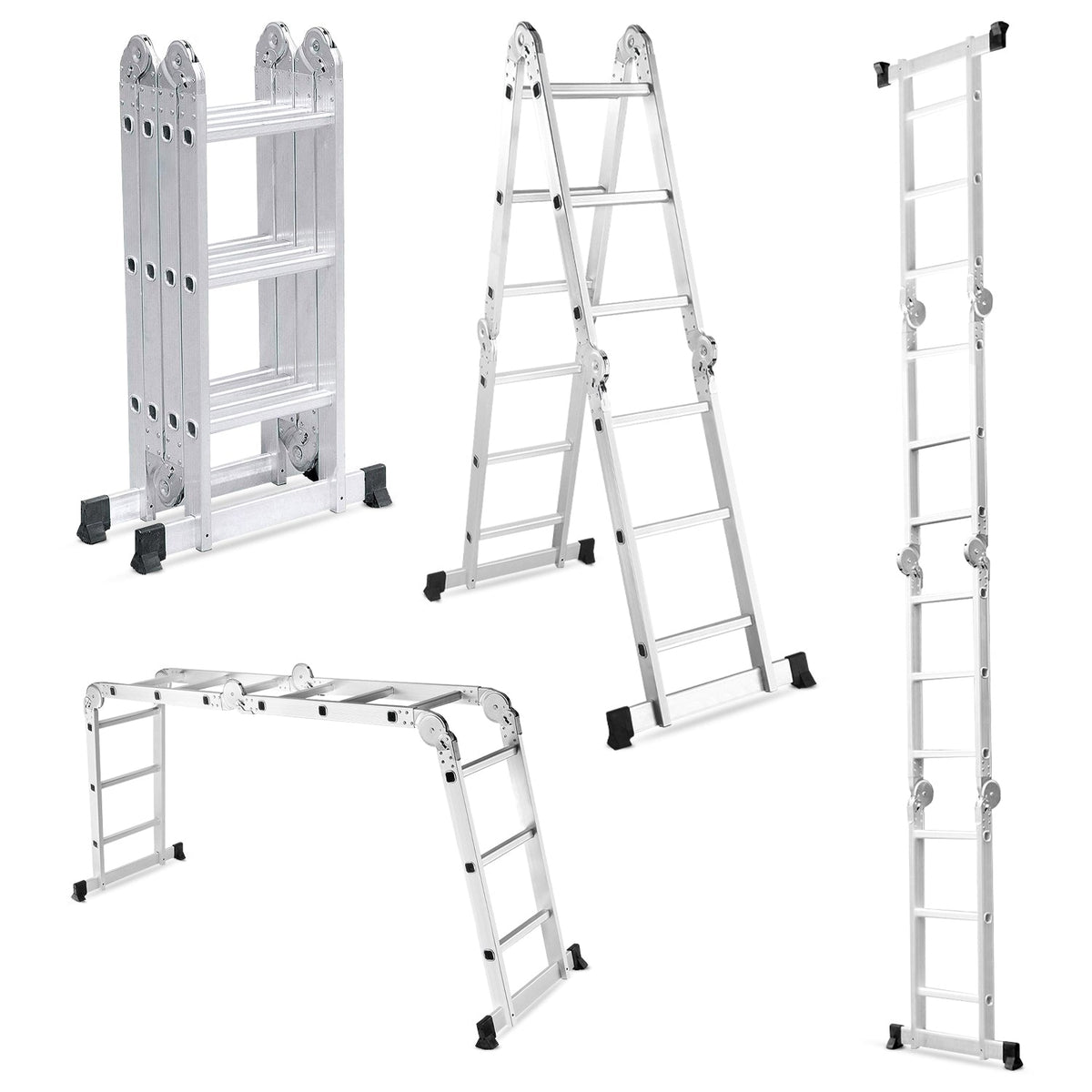 Corvids 12 ft (12 Steps) Portable & Compact Folding Aluminium Multipurpose Super Step Ladder
