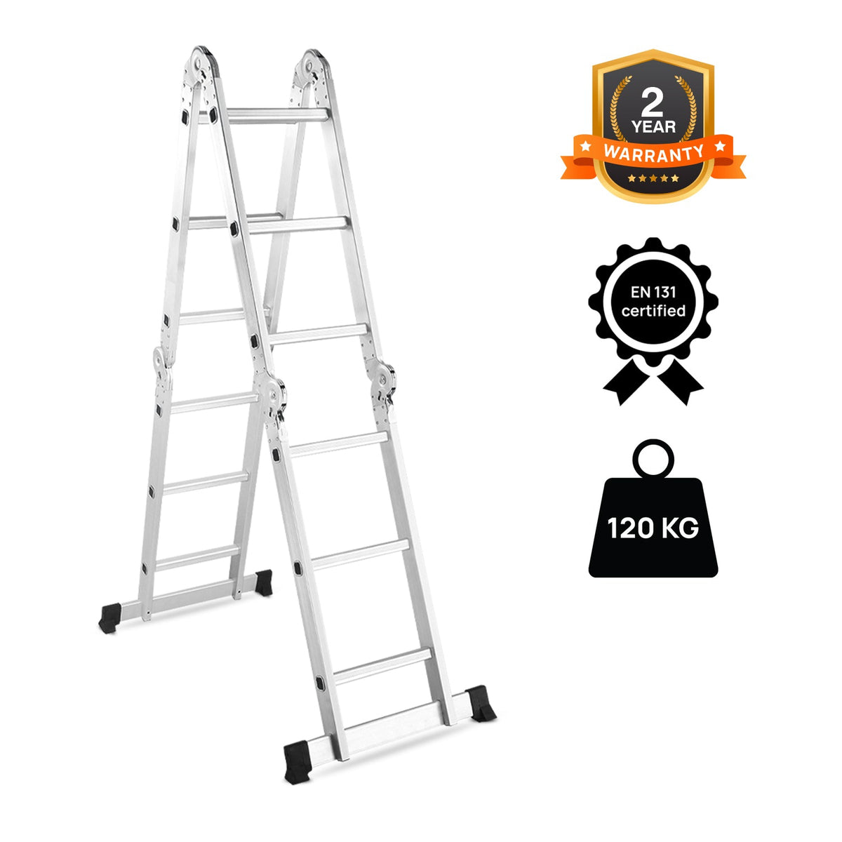 Corvids 12 ft (12 Steps) Portable & Compact Folding Aluminium Multipurpose Super Step Ladder