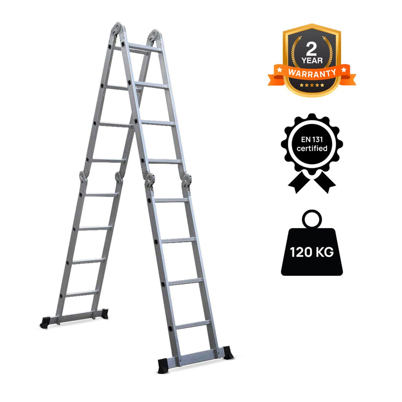 Corvids 14.5 ft (16 Steps) Portable & Compact Folding Aluminium Multipurpose Super Step Ladder-2