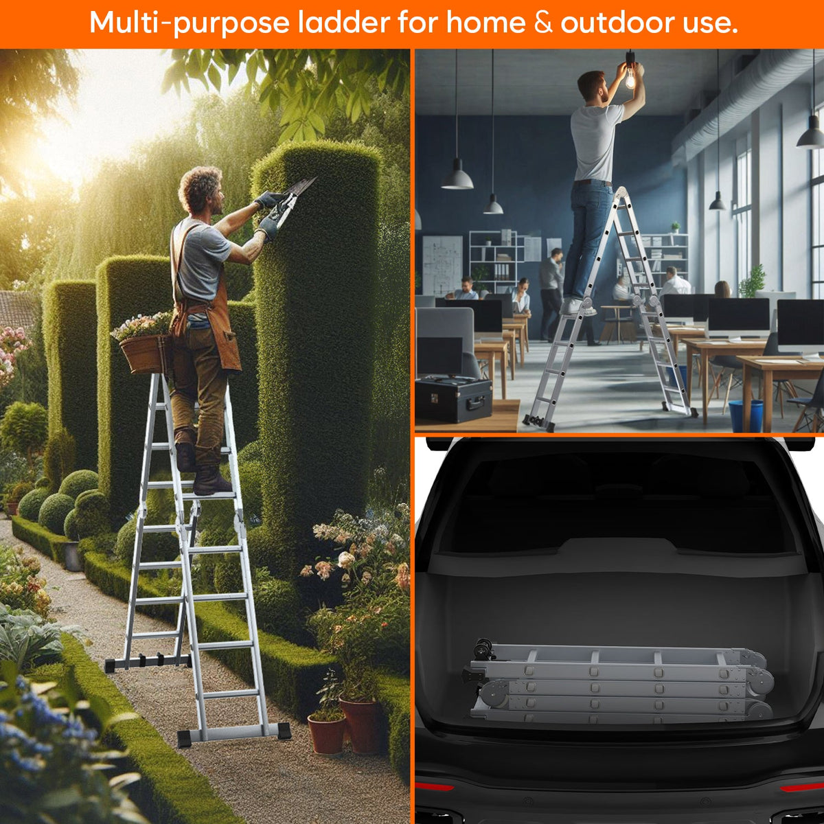 Corvids 14.5 ft (16 Steps) Portable & Compact Folding Aluminium Multipurpose Super Step Ladder-6