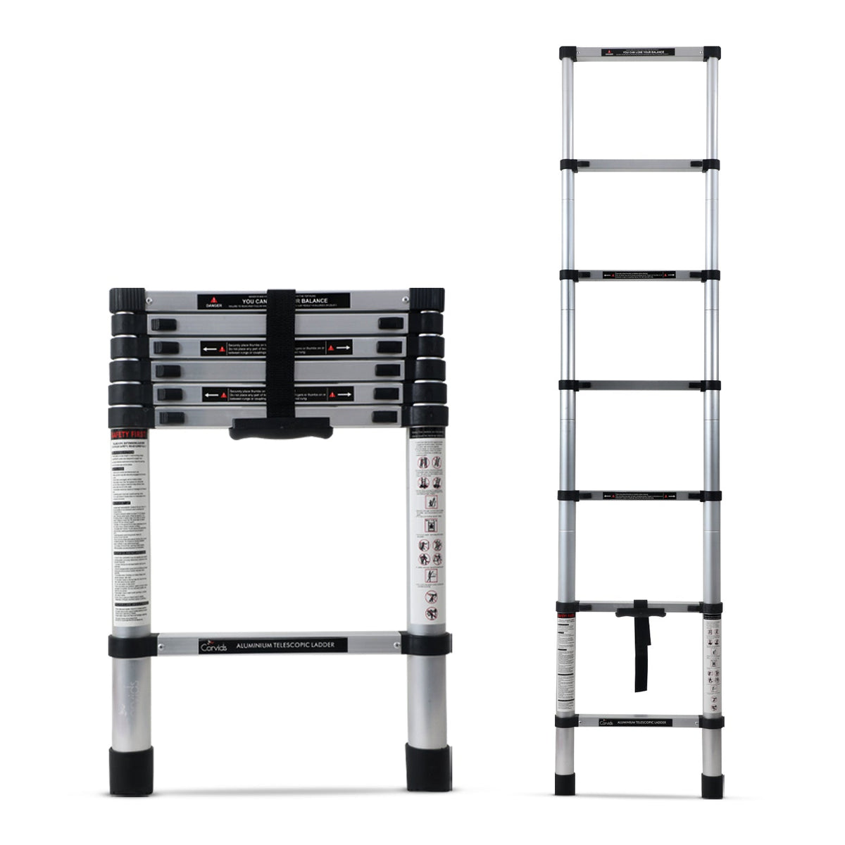 Corvids 2.0m (6.5 feet) Portable & Compact Aluminium Telescopic Ladder (Refurbrished)