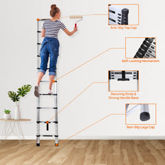 Corvids 2.0m (6.5 feet) Portable & Compact Aluminium Telescopic Ladder (Refurbrished)-4