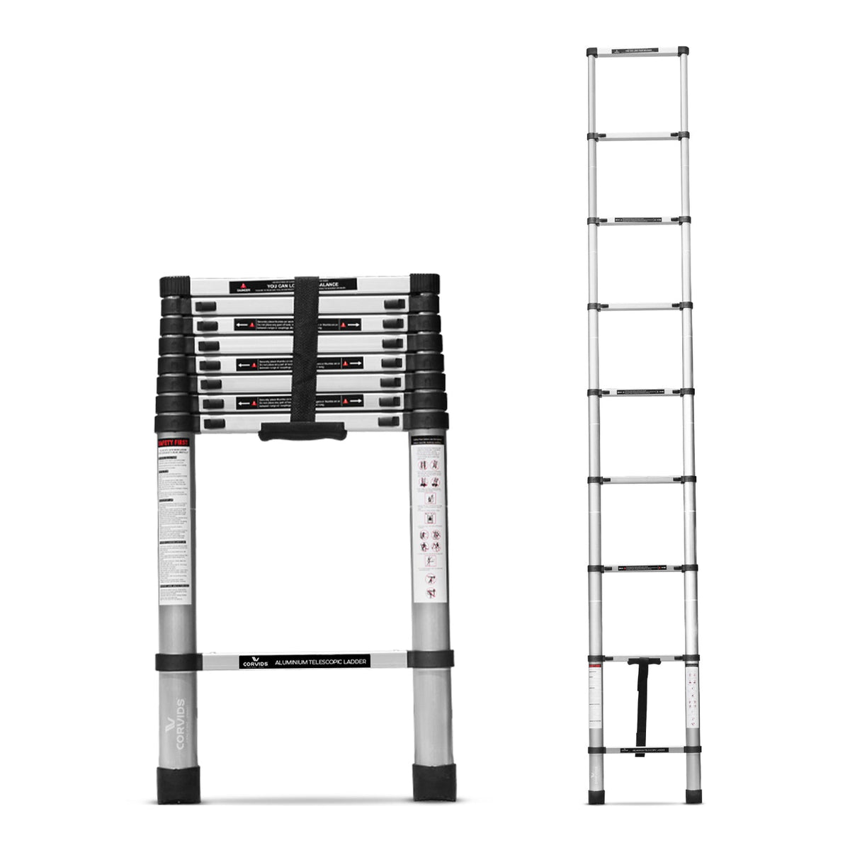 Corvids 2.6m (8.5 feet) Portable & Compact Aluminum Telescopic Ladder-1