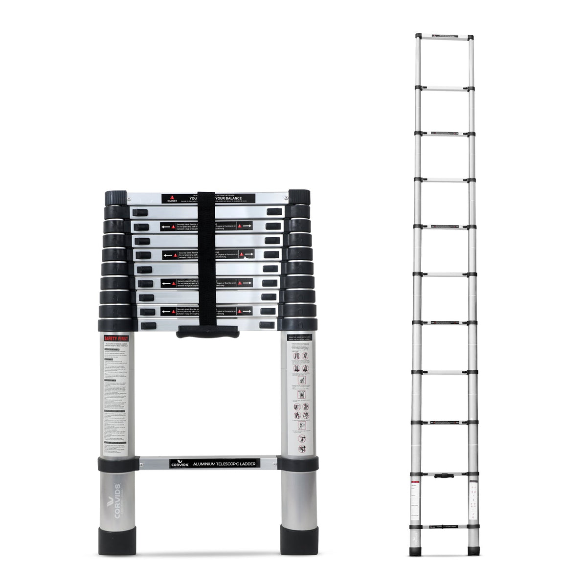 Corvids 3.2m (10.5 feet) Portable & Compact Aluminum Telescopic Ladder-1
