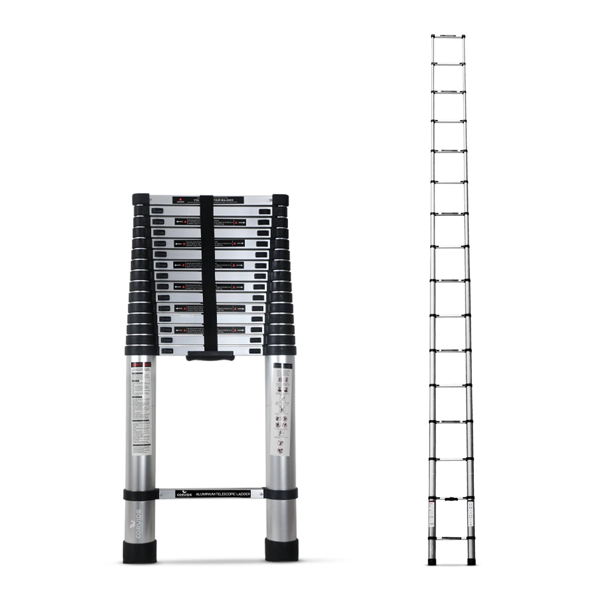 Corvids 6.2m (20.5 feet) Portable & Compact Aluminium Telescopic Ladder