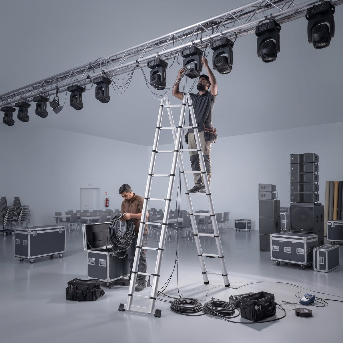 Corvids Portable and Compact 14.5 feet A-Type Aluminium Telescopic Ladder-7