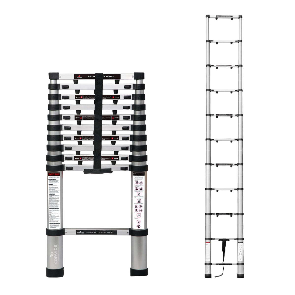 Corvids 4.4m (14.5 ft) Portable & Compact Finger Protect Aluminium Telescopic Ladder-1