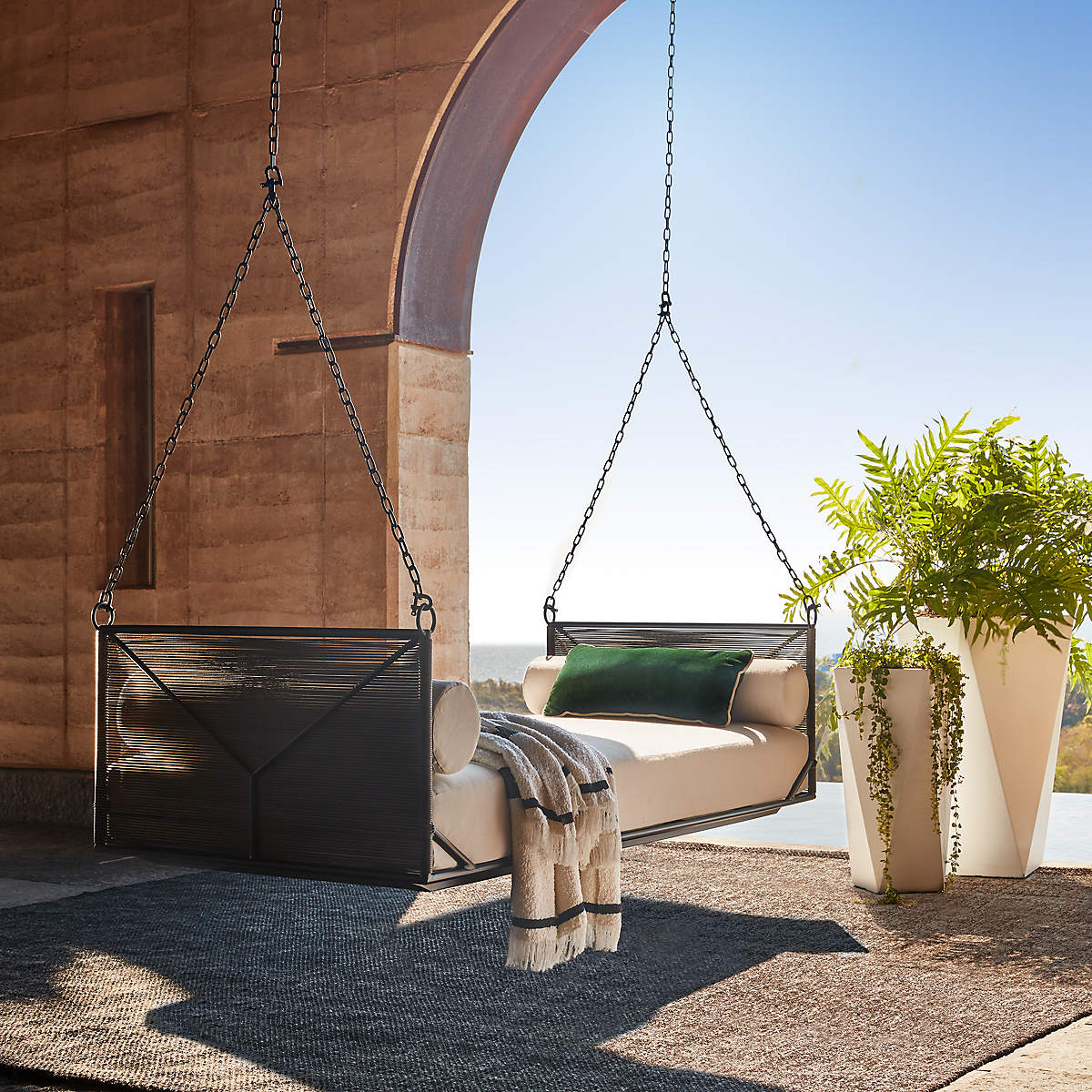 Vecoli Double Seater Hanging Swing Without Stand For Balcony , Garden Swing (Grey) Braided & Rope