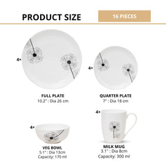 Ceramic Eco2 Dinner Set (Set of 16), for Family of 4, Dinner Set Ceramic