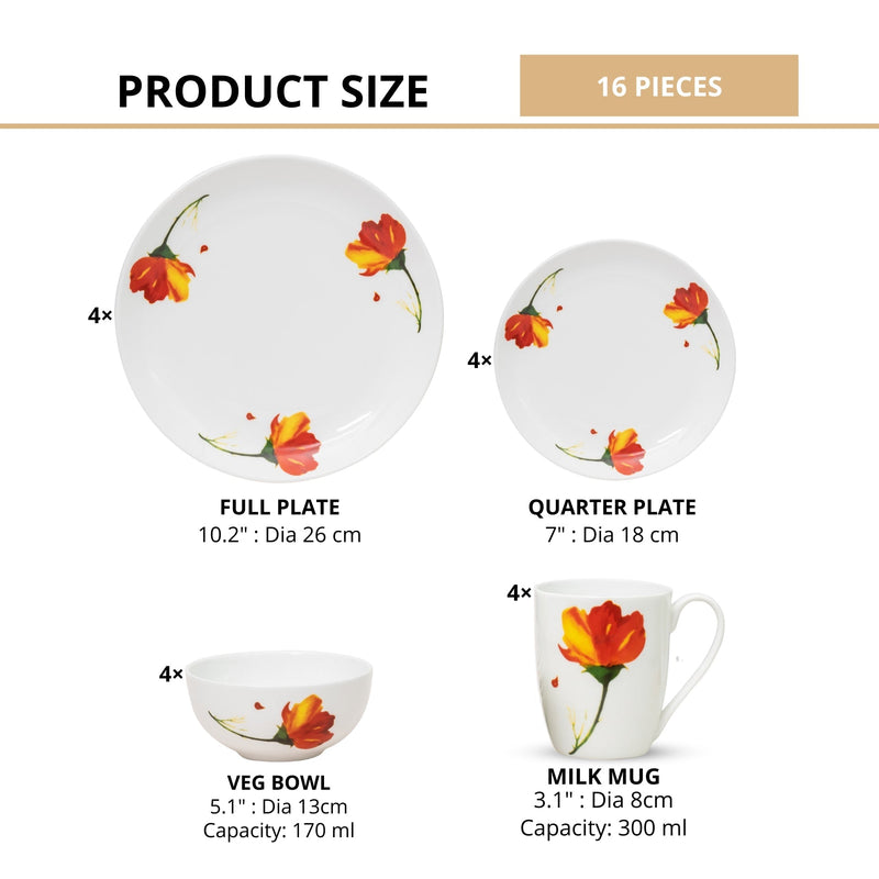 Ceramic Eco3 Dinner Set (Set of 16), for Family of 4, Dinner Set Ceramic