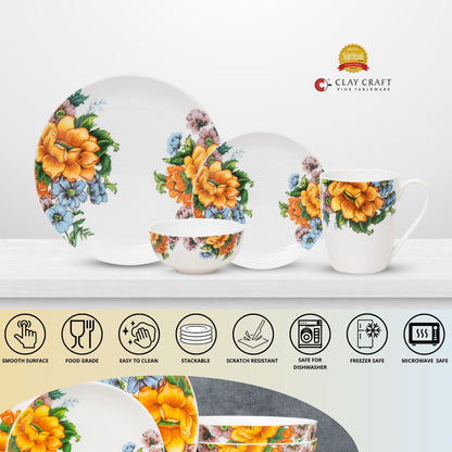 Ceramic Eco4 Dinner Set (Set of 16), for Family of 4, Dinner Set Ceramic