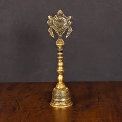 Brass Shankh Chakra Handbell (10.5 Inch)